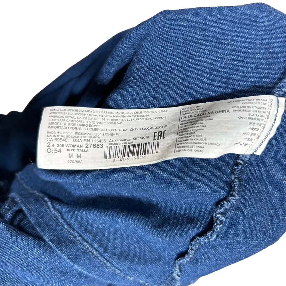 Mango Denim Keyhole Ruffle Tie Front Tank Top - Picture 7 of 9
